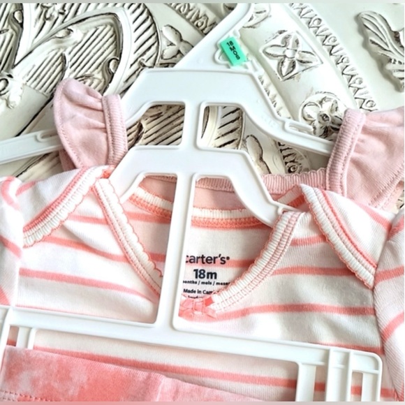 (18m)Carters 3 Pc.Set Baby Girls Onesie, Pants, Sleeveless Romper - Picture 8 of 9